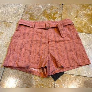 Brand New A.L.C belted embroidered shorts in coral